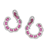 Sparkling Elegance Graceful Pink Swirl American Diamond Earrings