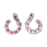 Sparkling Elegance Graceful Pink Swirl American Diamond Earrings