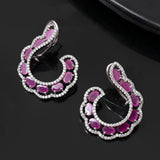 Sparkling Elegance Graceful Pink Swirl American Diamond Earrings