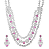 Sparkling Elegance Glamorous Layers  American Diamond Necklace Set