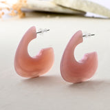 Resin Soft Pink Fusion Half Hoop Earrings