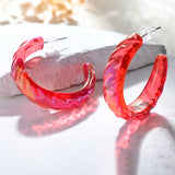 Resin Red Vibrant Hoop Earrings