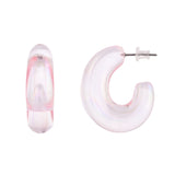 Resin Pink Candy Hoop Earrings