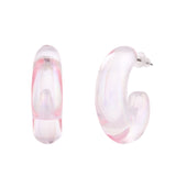 Resin Pink Candy Hoop Earrings