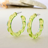 Resin Green Glow Hoop Earrings