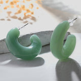 Resin Green Candy Hoop Earrings