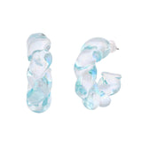 Resin Soft Blue Twisted Hoop Earrings