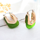 Resin Green Earthly Hoop Earrings