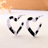 Resin Marble Whispers Heart Hoop Earrings