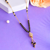 Sparkling Elegance Black Beads Gold-Plated Cz Mangalsutra