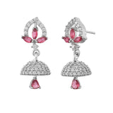 Sparkling Elegance Pink And White Cz Casual Drop Earrings