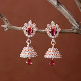 Sparkling Elegance Red And White Cz Casual Drop Earrings