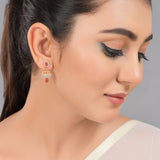 Sparkling Elegance Pink And White Cz Jhumka Drop Earrings