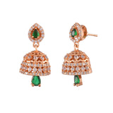 Sparkling Elegance Green And White Cz Jhumka Drop Earrings