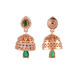 Sparkling Elegance Green And White Cz Jhumka Drop Earrings