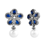 Sparkling Opulance Midnight Blooms American Diamond Dangler Earrings