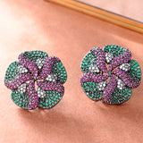 Sparkling Elegance Clover Charisma American Diamond Stud Earrings