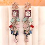 Sparkling Elegance Gorgeous Bloom Multicolor American Diamond Earrings