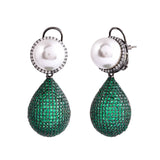 Sparkling Elegance Celestial Charms American Diamond Green Dangler Earrings