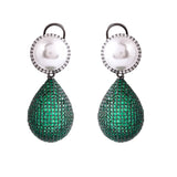 Sparkling Elegance Celestial Charms American Diamond Green Dangler Earrings