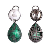 Sparkling Elegance Celestial Charms American Diamond Green Dangler Earrings