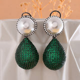 Sparkling Elegance Celestial Charms American Diamond Green Dangler Earrings