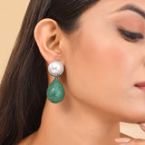 Sparkling Elegance Celestial Charms American Diamond Green Dangler Earrings