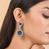 Sparkling Elegance Midnight Blue American Diamond Earrings