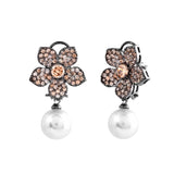 Sparkling Elegance Radiant Floral American Diamond Drop Earrings