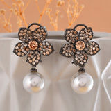 Sparkling Elegance Radiant Floral American Diamond Drop Earrings