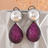 Sparkling Elegance Celestial Charms American Diamond Purple Dangler Earrings