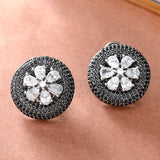 Sparkling Elegance Floral Beauty American Diamond Stud Earrings