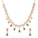 Sparkling Elegance Elegant American Diamond Green Necklace Set