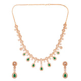 Sparkling Elegance Elegant American Diamond Green Necklace Set