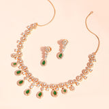 Sparkling Elegance Elegant American Diamond Green Necklace Set