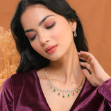 Sparkling Elegance Elegant American Diamond Green Necklace Set