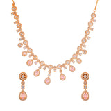 Sparkling Elegance Elegant American Diamond Pink Necklace Set