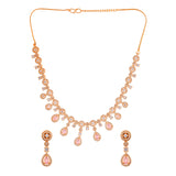 Sparkling Elegance Elegant American Diamond Pink Necklace Set