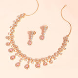 Sparkling Elegance Elegant American Diamond Pink Necklace Set