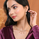 Sparkling Elegance Elegant American Diamond Pink Necklace Set