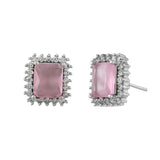 Sparkling Elegance Soft Pink American Diamond Studs Earrings