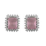 Sparkling Elegance Soft Pink American Diamond Studs Earrings