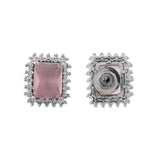 Sparkling Elegance Soft Pink American Diamond Studs Earrings