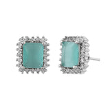 Sparkling Elegance Serene Aqua American Diamond Studs Earrings