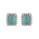 Sparkling Elegance Serene Aqua American Diamond Studs Earrings