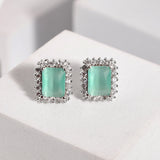 Sparkling Elegance Serene Aqua American Diamond Studs Earrings