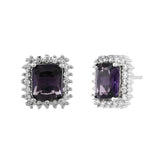 Sparkling Elegance Purple American Diamond Studs Earrings