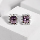 Sparkling Elegance Purple American Diamond Studs Earrings