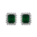 Sparkling Elegance Emerald American Diamond Studs Earrings