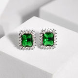 Sparkling Elegance Emerald American Diamond Studs Earrings